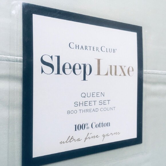 new ALOE GREEN Charter Club Sleep Luxe 800 TC 100% Cotton Sateen QUEEN Sheet Set - Picture 1 of 8